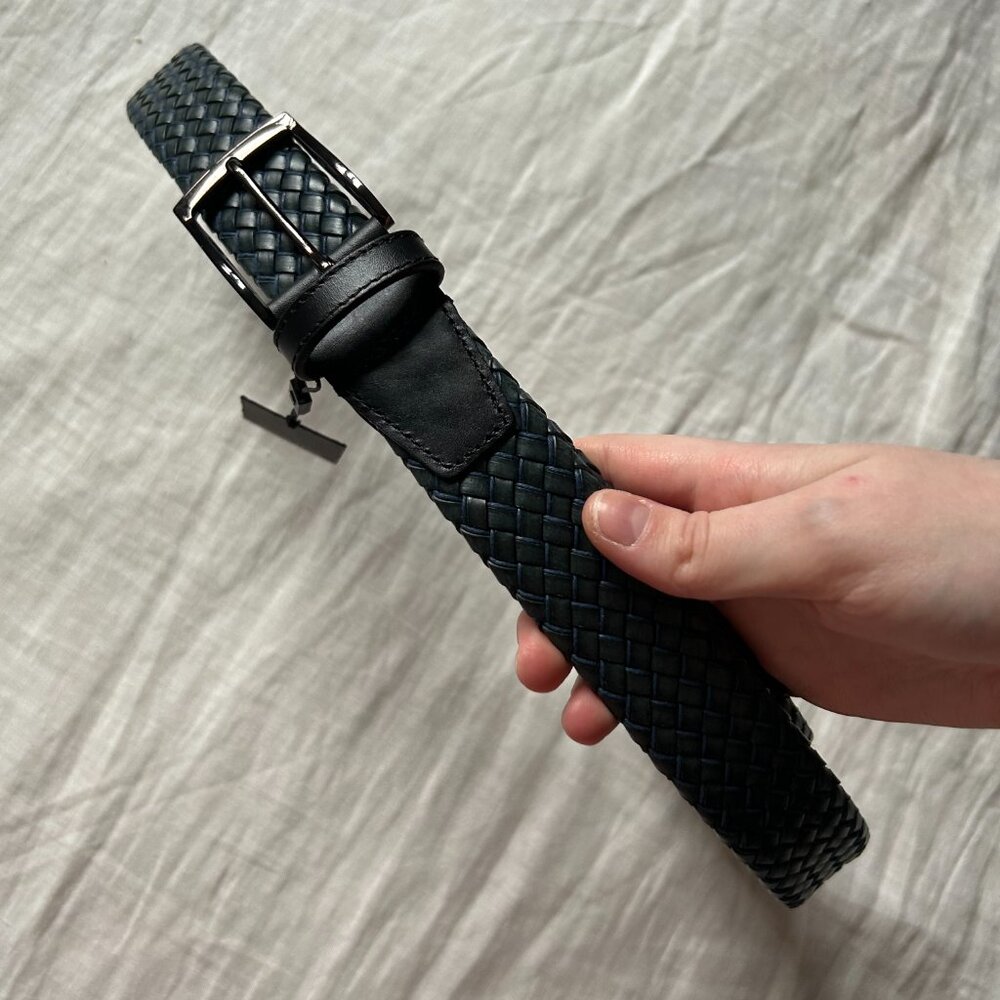 NWT Bugatchi Italian Designer Braided Leather Belt